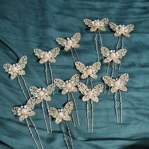 Butterfly Hair Pins with Pearls